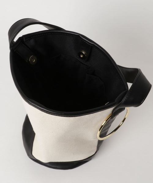 LBC(エルビーシー)の「リング付きバケツ型キャンバストート (トートバッグ・レディース・ライトブラウン/ピンク/ブラック・FREE)」の6枚目の写真