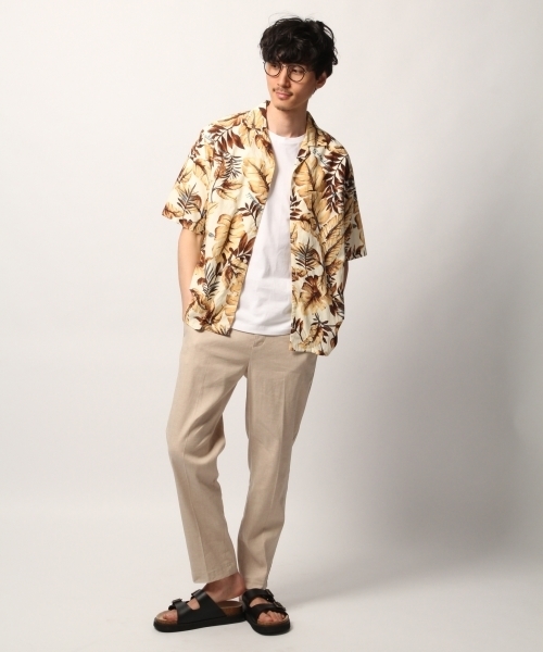 GLOBAL WORK(グローバルワーク)の「アロハシャツ半袖/787928(シャツ/ブラウス・メンズ・ライトベージュ/ピンク系その他/オフホワイト/スカイブルー・MEDIUM/SMALL/LARGE)」の5枚目の写真