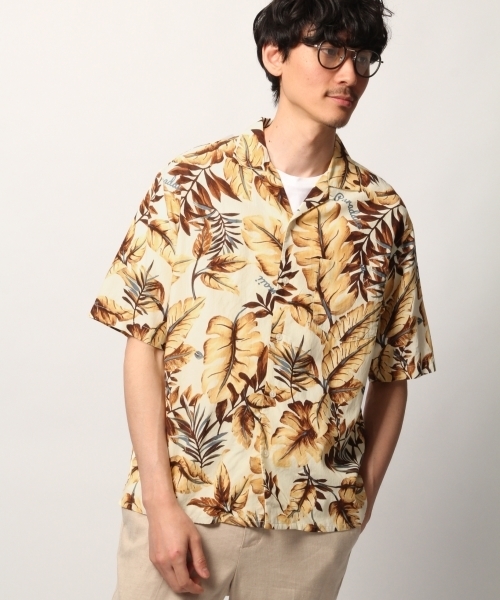 GLOBAL WORK(グローバルワーク)の「アロハシャツ半袖/787928(シャツ/ブラウス・メンズ・ライトベージュ/ピンク系その他/オフホワイト/スカイブルー・MEDIUM/SMALL/LARGE)」の9枚目の写真