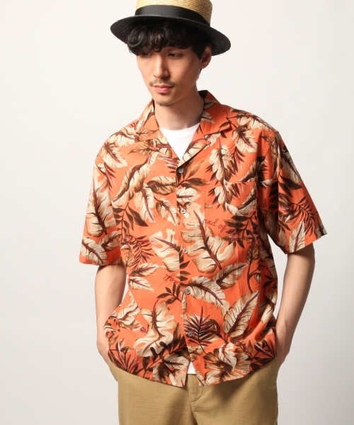 GLOBAL WORK(グローバルワーク)の「アロハシャツ半袖/787928(シャツ/ブラウス・メンズ・ライトベージュ/ピンク系その他/オフホワイト/スカイブルー・MEDIUM/SMALL/LARGE)」の11枚目の写真