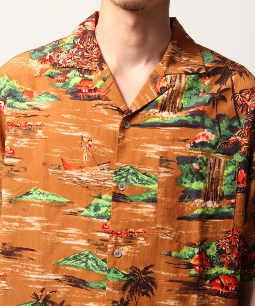 GLOBAL WORK(グローバルワーク)の「アロハシャツ半袖/787928(シャツ/ブラウス・メンズ・ライトベージュ/ピンク系その他/オフホワイト/スカイブルー・MEDIUM/SMALL/LARGE)」の15枚目の写真