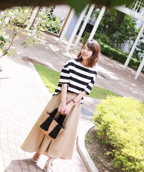 KOBE LETTUCE（コウベレタス）の「コットン100%ドロップショルダーボーダー半袖カットソー/Tシャツ/レディース[C3288]神戸レタス（Tシャツ/カットソー・レディース・ブラック系その他3/ブルー系その他/ブラック系その他/グレー系その他/ブルー系その他3/レッド系その他/ベージュ系その他/ブラック系その他2/ブルー系その他2・FREE）」の12枚目の写真