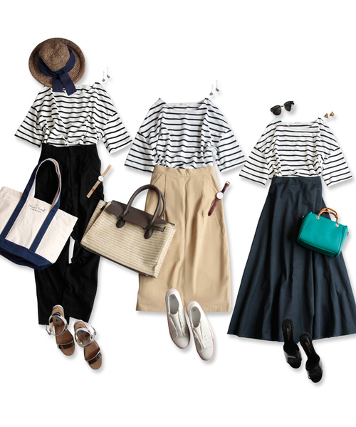 KOBE LETTUCE（コウベレタス）の「コットン100%ドロップショルダーボーダー半袖カットソー/Tシャツ/レディース[C3288]神戸レタス（Tシャツ/カットソー・レディース・ブラック系その他3/ブルー系その他/ブラック系その他/グレー系その他/ブルー系その他3/レッド系その他/ベージュ系その他/ブラック系その他2/ブルー系その他2・FREE）」の15枚目の写真