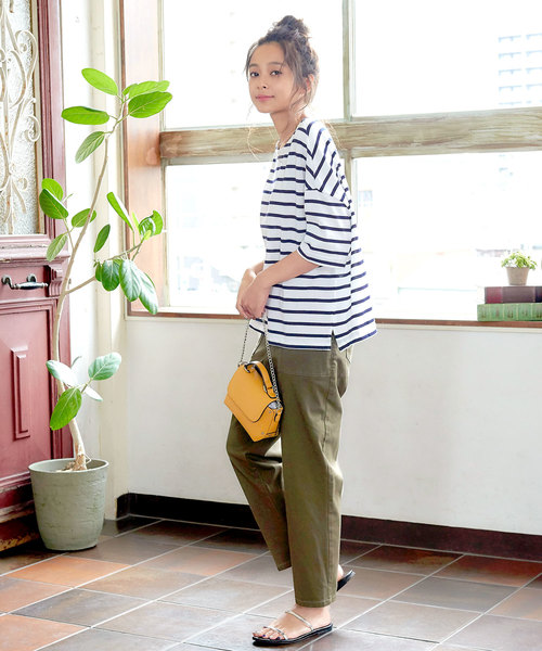 KOBE LETTUCE（コウベレタス）の「コットン100%ドロップショルダーボーダー半袖カットソー/Tシャツ/レディース[C3288]神戸レタス（Tシャツ/カットソー・レディース・ブラック系その他3/ブルー系その他/ブラック系その他/グレー系その他/ブルー系その他3/レッド系その他/ベージュ系その他/ブラック系その他2/ブルー系その他2・FREE）」の18枚目の写真