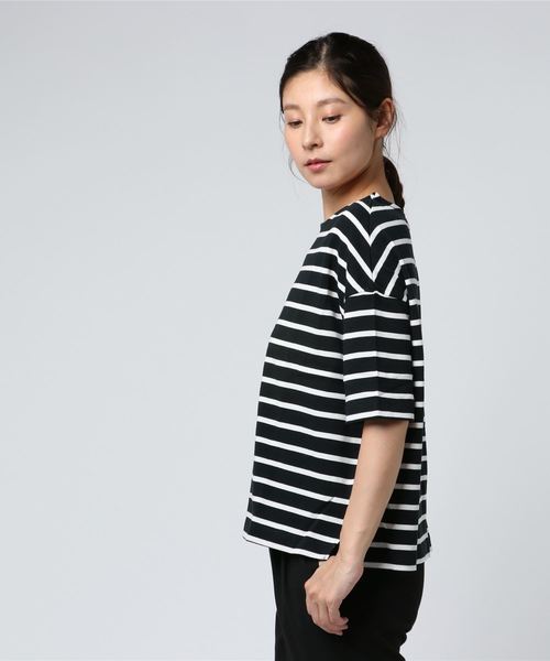 KOBE LETTUCE（コウベレタス）の「コットン100%ドロップショルダーボーダー半袖カットソー/Tシャツ/レディース[C3288]神戸レタス（Tシャツ/カットソー・レディース・ブラック系その他3/ブルー系その他/ブラック系その他/グレー系その他/ブルー系その他3/レッド系その他/ベージュ系その他/ブラック系その他2/ブルー系その他2・FREE）」の20枚目の写真