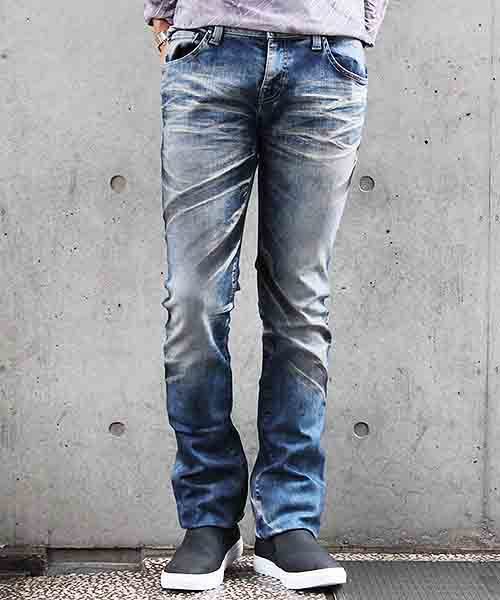 TORNADO MART(トルネードマート)の「TORNADO MART∴ハイブリッドヴィンテージコーティングシューカット(デニムパンツ)」|ブルー