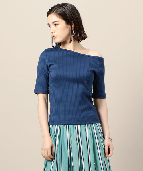 BEAUTY&YOUTH UNITED ARROWS(ビューティーアンドユースユナイテッドアローズ)の「BY コットンリブワンショルダーカットソー ◆(Tシャツ/カットソー・レディース・ブラック/コバルトブルー/ブラウン・FREE)」の1枚目の写真