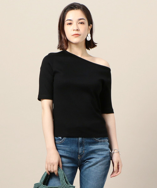 BEAUTY&YOUTH UNITED ARROWS(ビューティーアンドユースユナイテッドアローズ)の「BY コットンリブワンショルダーカットソー ◆(Tシャツ/カットソー・レディース・ブラック/コバルトブルー/ブラウン・FREE)」の2枚目の写真