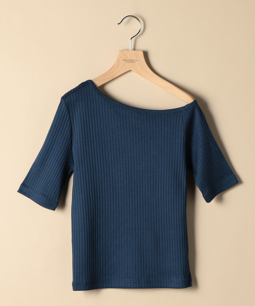 BEAUTY&YOUTH UNITED ARROWS(ビューティーアンドユースユナイテッドアローズ)の「BY コットンリブワンショルダーカットソー ◆(Tシャツ/カットソー・レディース・ブラック/コバルトブルー/ブラウン・FREE)」の4枚目の写真