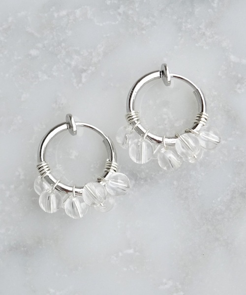 【marinaJEWELRY】SV/Crystal Quartz bubble wrapped earring S（イヤリング）｜tone（トーン）