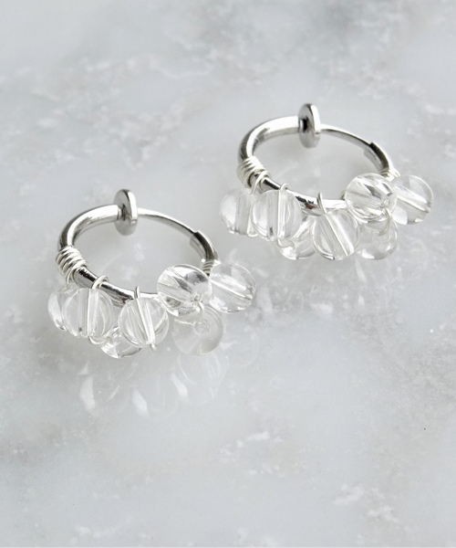 【marinaJEWELRY】SV/Crystal Quartz bubble wrapped earring S（イヤリング）｜tone（トーン）