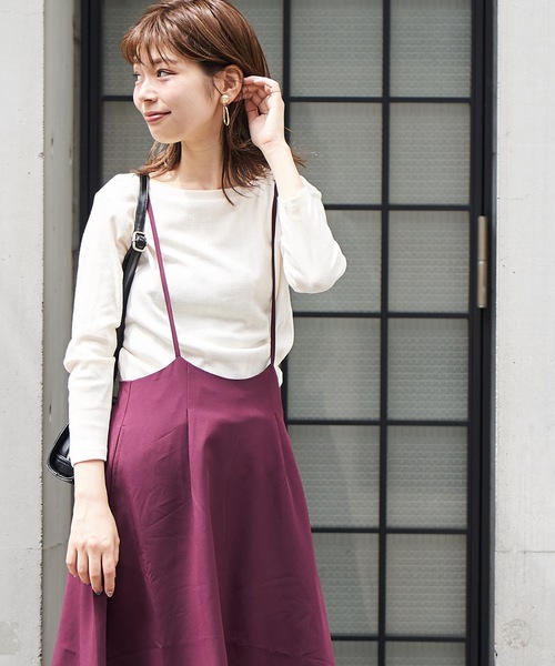 natural couture（ナチュラルクチュール）の「ランダムテレコシンプルプルオーバー（Tシャツ/カットソー・レディース・ブラック/ブラウン/オフホワイト/グリーン/ホワイト×ブラック/ダークパープル・FREE）」の8枚目の写真