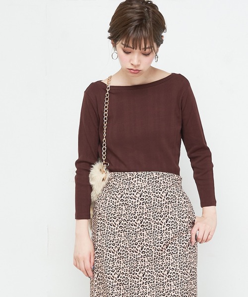 natural couture（ナチュラルクチュール）の「ランダムテレコシンプルプルオーバー（Tシャツ/カットソー・レディース・ブラック/ブラウン/オフホワイト/グリーン/ホワイト×ブラック/ダークパープル・FREE）」の17枚目の写真