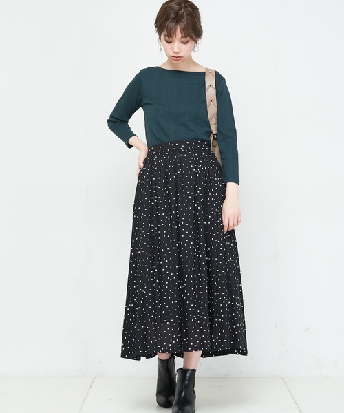 natural couture（ナチュラルクチュール）の「ランダムテレコシンプルプルオーバー（Tシャツ/カットソー・レディース・ブラック/ブラウン/オフホワイト/グリーン/ホワイト×ブラック/ダークパープル・FREE）」の19枚目の写真