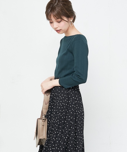 natural couture（ナチュラルクチュール）の「ランダムテレコシンプルプルオーバー（Tシャツ/カットソー・レディース・ブラック/ブラウン/オフホワイト/グリーン/ホワイト×ブラック/ダークパープル・FREE）」の20枚目の写真