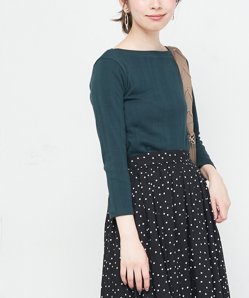 natural couture（ナチュラルクチュール）の「ランダムテレコシンプルプルオーバー（Tシャツ/カットソー・レディース・ブラック/ブラウン/オフホワイト/グリーン/ホワイト×ブラック/ダークパープル・FREE）」の21枚目の写真