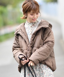 natural couture | フード付きショート中綿フェイクダウン(ダウンジャケット/コート)