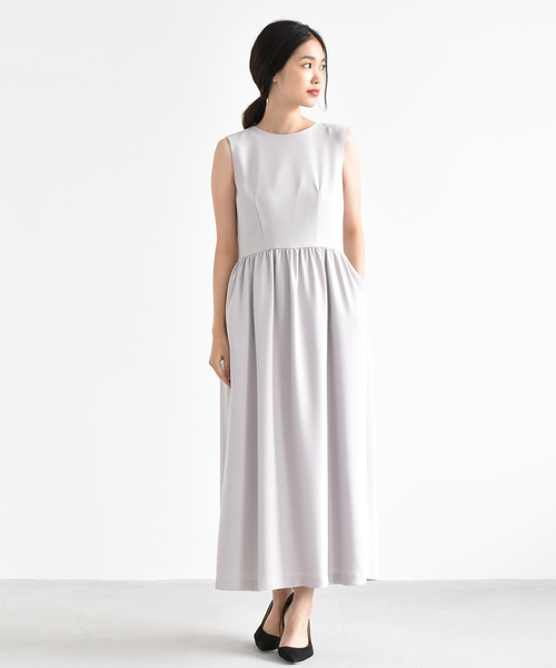 kaene（カエン）の「ウエストギャザーマキシワンピース（ドレス・レディース・ライトグレー/ブラック/オレンジ系その他/グリーン系その他/ピンク/ブルー系その他/グレー・FREE）」の3枚目の写真