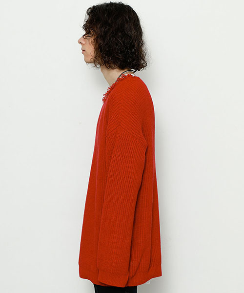 WRAPINKNOT(ラッピンノット)の「【WRAPINKNOT】別注ルーズニット(ニット/セーター・メンズ・ブラック/レッド・2/3)」の8枚目の写真