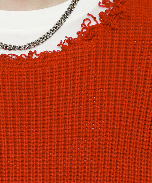 WRAPINKNOT(ラッピンノット)の「【WRAPINKNOT】別注ルーズニット(ニット/セーター・メンズ・ブラック/レッド・2/3)」の12枚目の写真