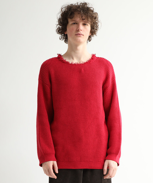 WRAPINKNOT(ラッピンノット)の「【WRAPINKNOT】別注ルーズニット(ニット/セーター・メンズ・ブラック/レッド・2/3)」の16枚目の写真
