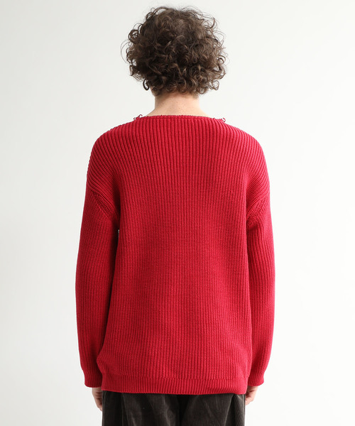 WRAPINKNOT(ラッピンノット)の「【WRAPINKNOT】別注ルーズニット(ニット/セーター・メンズ・ブラック/レッド・2/3)」の14枚目の写真