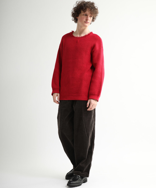 WRAPINKNOT(ラッピンノット)の「【WRAPINKNOT】別注ルーズニット(ニット/セーター・メンズ・ブラック/レッド・2/3)」の13枚目の写真