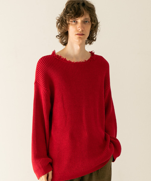 WRAPINKNOT(ラッピンノット)の「【WRAPINKNOT】別注ルーズニット(ニット/セーター・メンズ・ブラック/レッド・2/3)」の22枚目の写真