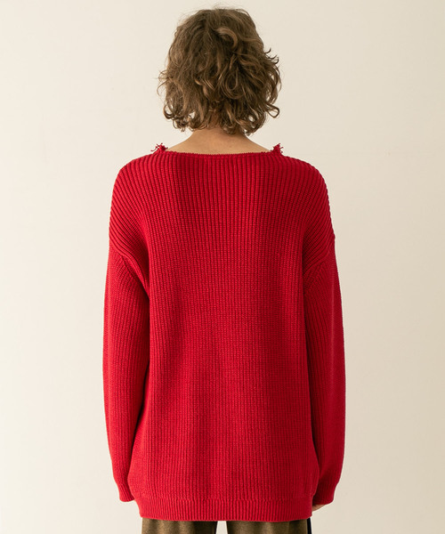 WRAPINKNOT(ラッピンノット)の「【WRAPINKNOT】別注ルーズニット(ニット/セーター・メンズ・ブラック/レッド・2/3)」の19枚目の写真