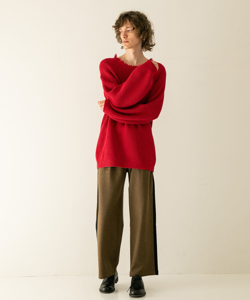 WRAPINKNOT(ラッピンノット)の「【WRAPINKNOT】別注ルーズニット(ニット/セーター・メンズ・ブラック/レッド・2/3)」の18枚目の写真