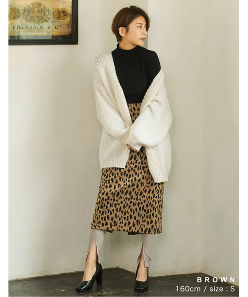 Re:EDIT（リエディ）の「レオパード柄カットジャガードロングタイトスカート（スカート・レディース・ホワイト/ブラウン/ブラック・LARGE/MEDIUM/SMALL）」の13枚目の写真