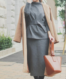 KOBE LETTUCE | ベルト付きプチハイネックモックネックリブカットソートップス＊レディース/セットアップ/ベルトセット[C3515]神戸レタス(Tシャツ/カットソー)