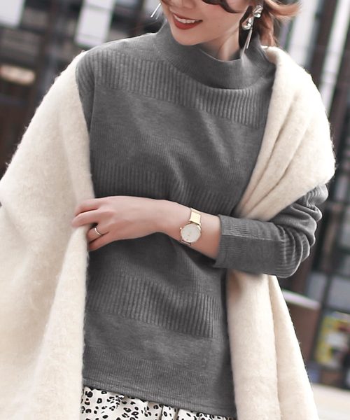 KOBE LETTUCE（コウベレタス）の「ベルト付きプチハイネックモックネックリブカットソートップス＊レディース/セットアップ/ベルトセット[C3515]神戸レタス（Tシャツ/カットソー・レディース・ブラック/グレー/ピンク系その他・FREE）」の10枚目の写真