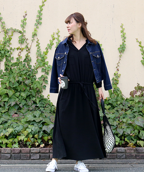 n'ee-ne（ネーネ）の「ロングワンピース（ワンピース・レディース・ブラック/ダークアッシュ/ネイビー・M/L/LL）」の8枚目の写真