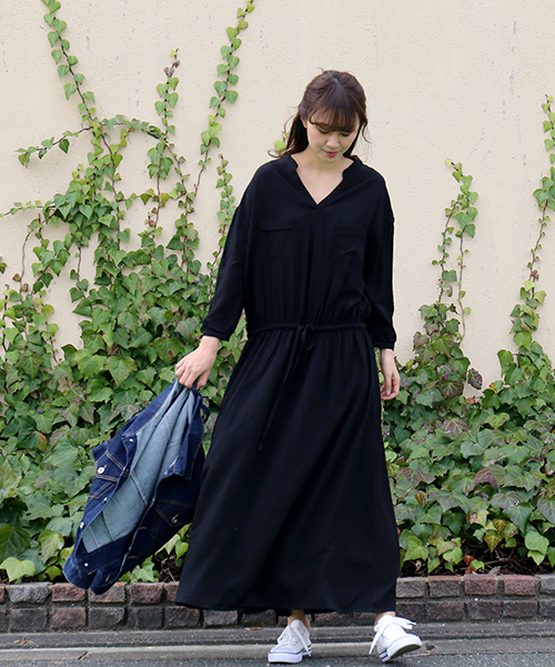 n'ee-ne（ネーネ）の「ロングワンピース（ワンピース・レディース・ブラック/ダークアッシュ/ネイビー・M/L/LL）」の11枚目の写真