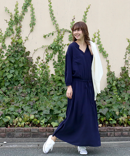 n'ee-ne（ネーネ）の「ロングワンピース（ワンピース・レディース・ブラック/ダークアッシュ/ネイビー・M/L/LL）」の21枚目の写真