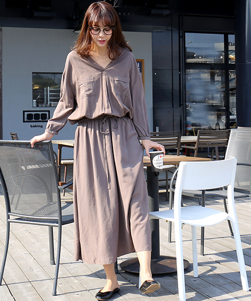 n'ee-ne（ネーネ）の「ロングワンピース（ワンピース・レディース・ブラック/ダークアッシュ/ネイビー・M/L/LL）」の5枚目の写真