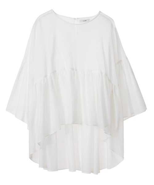 CLANE（クラネ）の「WIDE GATHER SEE THROUGH TOPS（シャツ/ブラウス・レディース・ベージュ/レッド/ホワイト・1/2）」の2枚目の写真