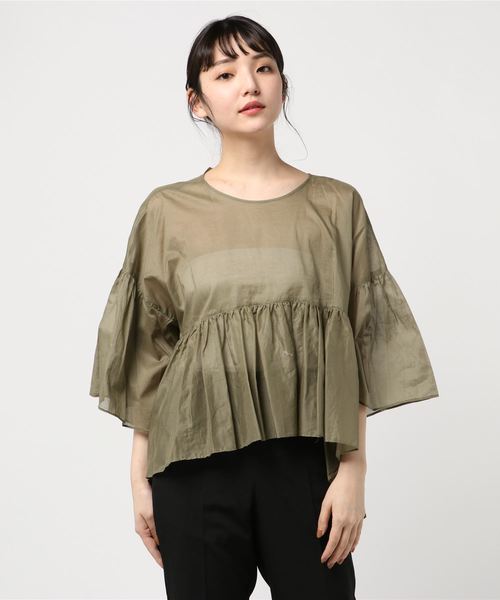 CLANE（クラネ）の「WIDE GATHER SEE THROUGH TOPS（シャツ/ブラウス・レディース・ベージュ/レッド/ホワイト・1/2）」の20枚目の写真