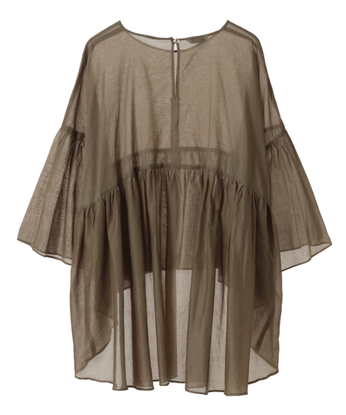 CLANE（クラネ）の「WIDE GATHER SEE THROUGH TOPS（シャツ/ブラウス・レディース・ベージュ/レッド/ホワイト・1/2）」の13枚目の写真