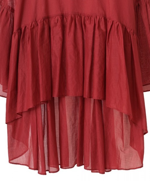 CLANE（クラネ）の「WIDE GATHER SEE THROUGH TOPS（シャツ/ブラウス・レディース・ベージュ/レッド/ホワイト・1/2）」の8枚目の写真