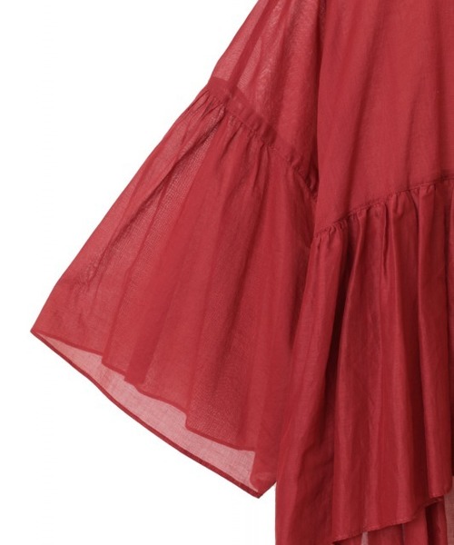 CLANE（クラネ）の「WIDE GATHER SEE THROUGH TOPS（シャツ/ブラウス・レディース・ベージュ/レッド/ホワイト・1/2）」の7枚目の写真
