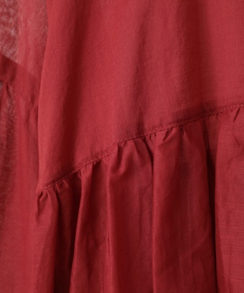 CLANE（クラネ）の「WIDE GATHER SEE THROUGH TOPS（シャツ/ブラウス・レディース・ベージュ/レッド/ホワイト・1/2）」の6枚目の写真