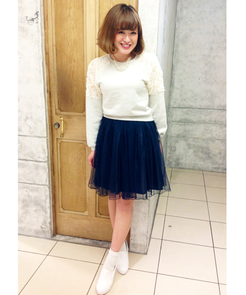 Chico(チコ)の「チュールボリュームSKT(スカート・レディース・ホワイト/ネイビー・FREE)」の3枚目の写真