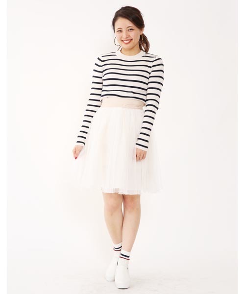 Chico(チコ)の「チュールボリュームSKT(スカート・レディース・ホワイト/ネイビー・FREE)」の1枚目の写真