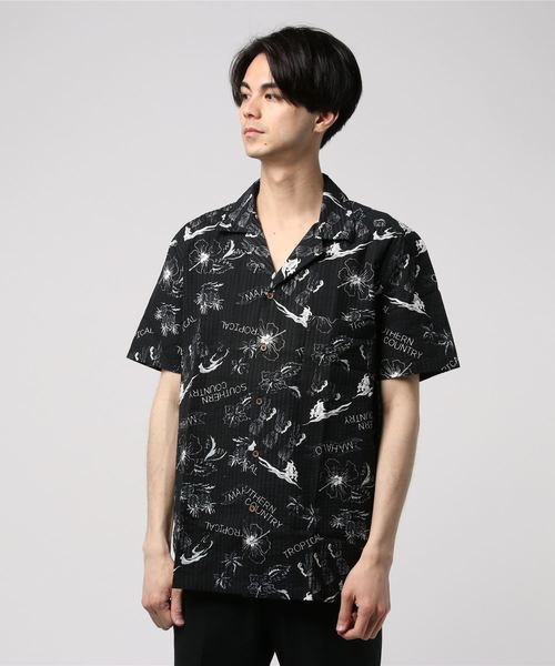 VIBGYOR（ヴィブジョー）の「VIBGYOR Select/ シアサッカーアロハプリントシャツ (BG)（シャツ/ブラウス・メンズ・その他/ブラック系その他/ベージュ系その他/ブルー系その他・MEDIUM/LARGE/X-LARGE）」の2枚目の写真