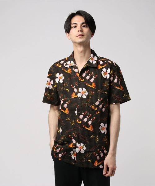 VIBGYOR（ヴィブジョー）の「VIBGYOR Select/ シアサッカーアロハプリントシャツ (BG)（シャツ/ブラウス・メンズ・その他/ブラック系その他/ベージュ系その他/ブルー系その他・MEDIUM/LARGE/X-LARGE）」の4枚目の写真
