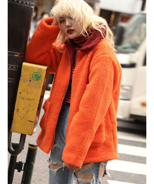 jouetie（ジュエティ）の「ボアジップジャケット（その他アウター・レディース・ブラック/ベージュ/オフホワイト/オレンジ・MEDIUM）」の4枚目の写真