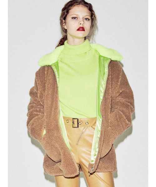 jouetie（ジュエティ）の「ボアジップジャケット（その他アウター・レディース・ブラック/ベージュ/オフホワイト/オレンジ・MEDIUM）」の7枚目の写真