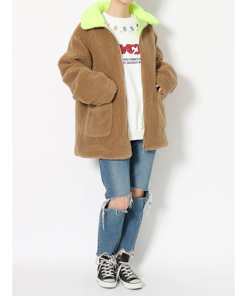 jouetie（ジュエティ）の「ボアジップジャケット（その他アウター・レディース・ブラック/ベージュ/オフホワイト/オレンジ・MEDIUM）」の9枚目の写真